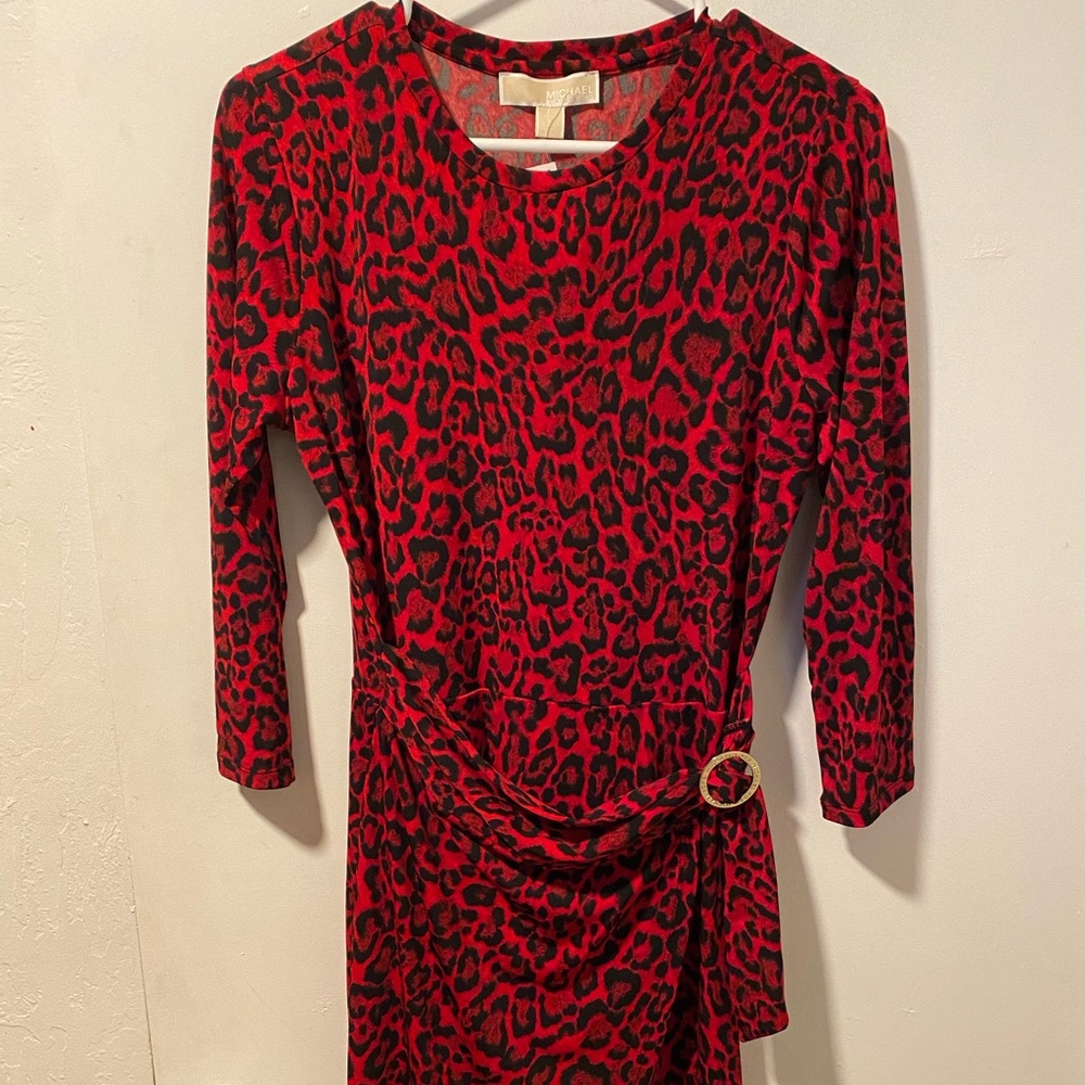 Michael kors red leopard dress